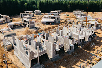 construction of private luxury cottages in a new modern residential area