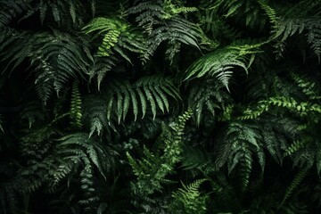 Fototapeta na wymiar Fern leaf pattern on tropical plant wall. Generative AI