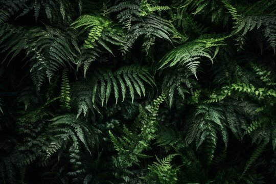 Fern leaf pattern on tropical plant wall. Generative AI