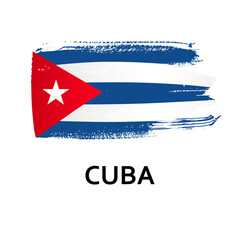 National symbol - flag of Cuba isolated on white background. Hand-drawn illustration. Flat style.
