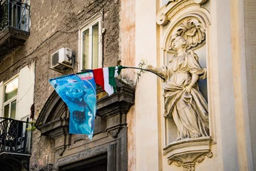 Keuken spatwand met foto the city of Naples celebrates the euphory for the SerieA title back to the city 33 years after Maradona. © Enrico Della Pietra