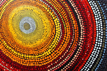 A sun in the style of an indigenous australian aboriginal dot painting. generative AI