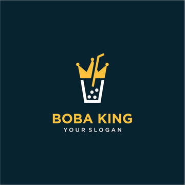 boba logo design with crown or king inspiration