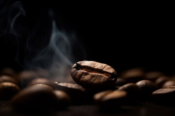 Roasted to Perfection: A Macro Shot of Smoking Coffee Beans. Ai generated
