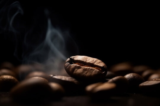 Roasted to Perfection: A Macro Shot of Smoking Coffee Beans. Ai generated © twindesigner