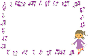 音符のフレーム　女の子