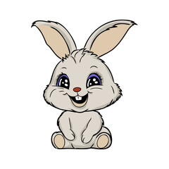 Fototapeta na wymiar Hand drawn Cute Bunny vector illustration. print design rabbit, children print on t-shirt.
