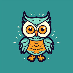 Cute baby owl logo cartoon kawaii illustration