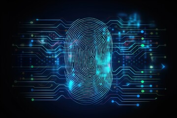 Digital fingerprint security concept, binary digits background