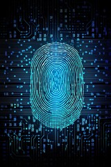 Digital fingerprint security concept, binary digits background