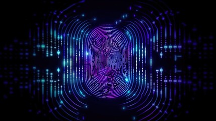 Digital fingerprint security concept, binary digits background