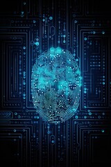 Digital fingerprint security concept, binary digits background