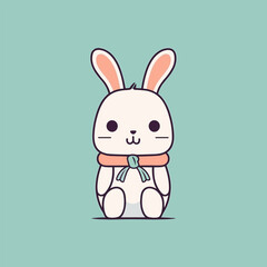 Cute kawaii rabbit bunny cartoon illustration set