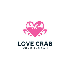 Crab logo design with love inspiration