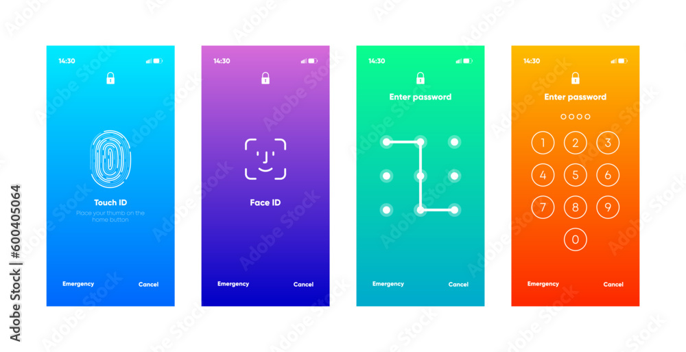 Poster screen lock authentication password smartphone template. phone id recognition screen lock password o