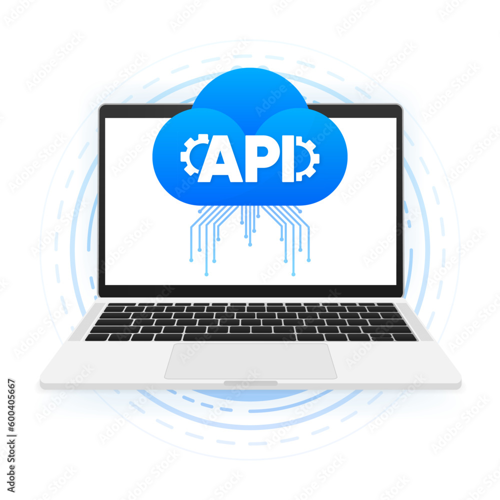 Poster cloud api technology icon. concept of innovation and the internet of things. software integration si