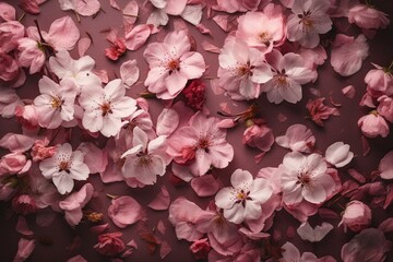 Cherry blossom patterned spring background (for spring sale banners). Generative AI