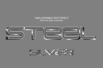 Morden text effect editable design steel.