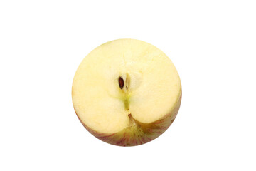 parte interior da maçã. parte de dentro da fruta. maçã cortada ao meio.