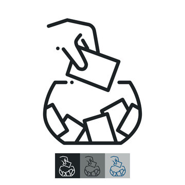 Raffle linear icon. Gambling competition. Choosing random numbered ticket. Prize giveaway. Contour symbol. Vector isolated outline drawing.