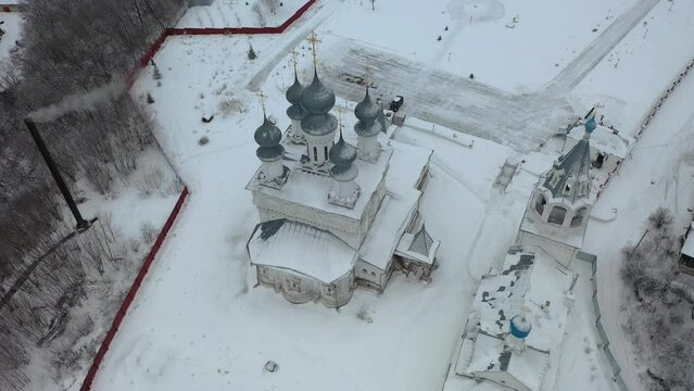Aerial view of the Resurrection Monastery in the city of Murom. Russia