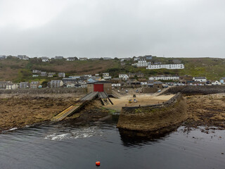 Sennen Cove from the air cornwall england uk 