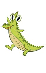 Green crocodile, watermelon and banana colors make it cute.