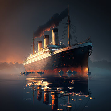 Titanic ship fantasy background wallpaper image Ai generated art