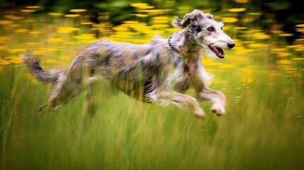 Graceful Scottish Deerhound in Action
