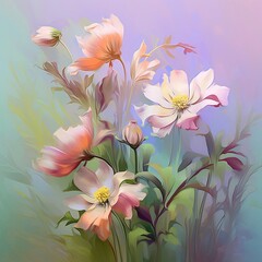 Fototapeta na wymiar Illustration of spring flowers. Generative AI