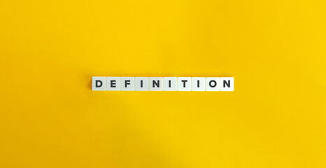 Definition Word and Banner. Letter Tiles on Yellow Background. Minimal Aesthetics. - obrazy, fototapety, plakaty