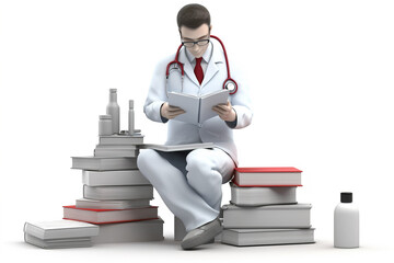 medical student isolated on white background. AI generated