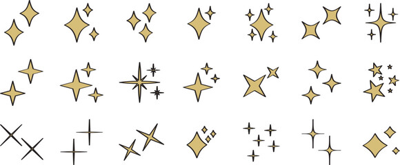 かわいいキラキラ・星・シャイニングのアイコン　ベクター