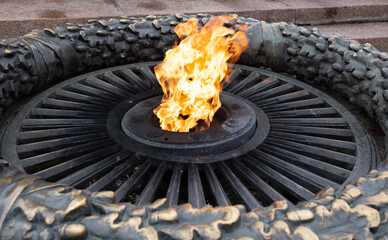 Monument to the memory of the Great Patriotic War - Eternal flame on the monument to an unknown...