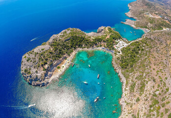 Sea and beach in Anthony Quinn bay, Rhodes island, Dodecanese, Greece