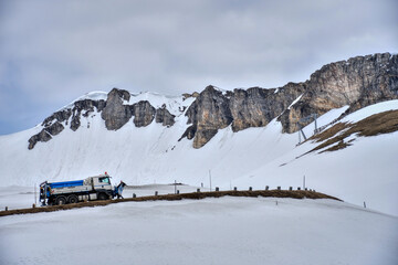 Großglockner, Hochalpenstraße, Schneepflug, Pflug, freimachen, LKW, Steckendienst, Lastwagen,...