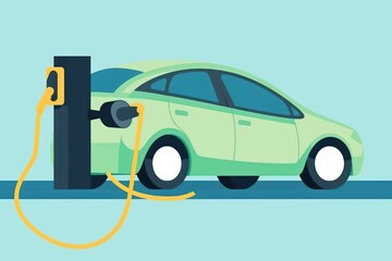 Car charging. Icon of electric automobile. Beautiful illustration picture. Generative AI