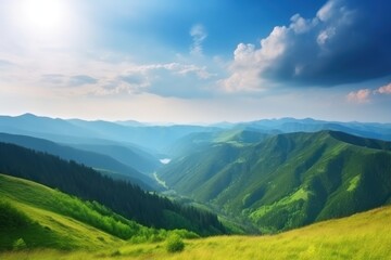 Obraz premium Carpathian mountains, vibrant and majestic landscape. Beautiful illustration picture. Generative AI