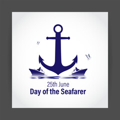 Vector illustration of Day of the Seafarer 25 June social media feed story mockup template