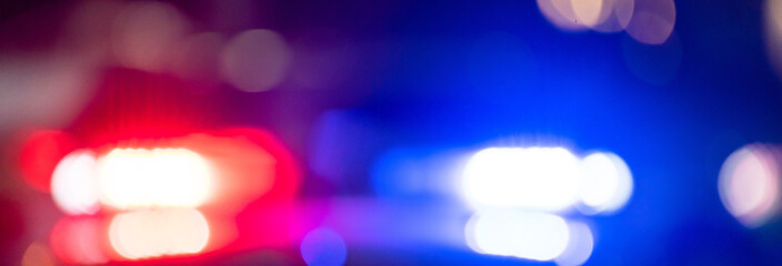 Police car with flashing lights on