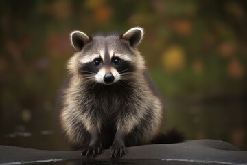 Cute raccoon is outdoors. Beautiful illustration picture. Generative AI