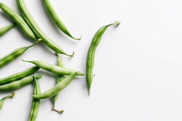 Green beans on the white background. Beautiful illustration picture. Generative AI