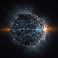 Strange sun is in the space. Beautiful illustration picture. Generative AI
