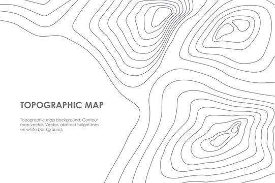 Topographic Map. Grid, Texture, Relief Contour. Ocean Geography Contour Pattern, Marine Topography Vector Backdrop Or Water Navigation Map, Weather Forecast Graphic Monochrome Background