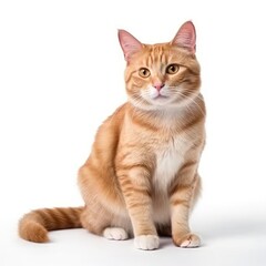 Obraz premium Portrait of a red cat on a white background. Created with Generative AI tools