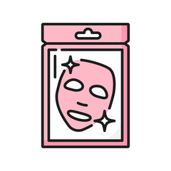Skin care face mask packaging outline icon. Woman beauty and anti aging cosmetics, skincare moisturizer product or dermatology treatment outline vector symbol. Face mask packaging thin line sign