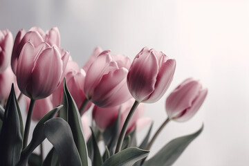 Pink tulips closeup, Generative AI