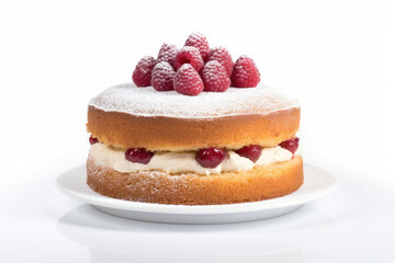 Victoria Sponge Cake isolated on white background. Traditional London dessert. Ai generative