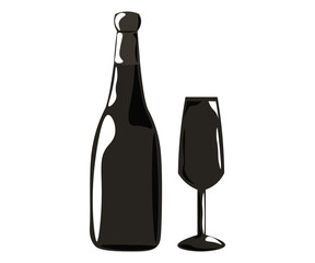 wine bottle and glass