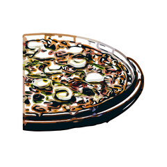 pizza color sketch with transparent background